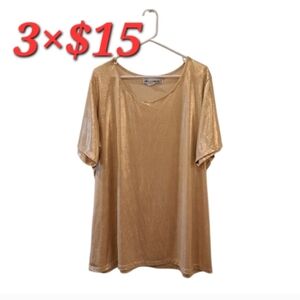 Denim 24/7 women top  Gold Shimmer short sleeve size 1X